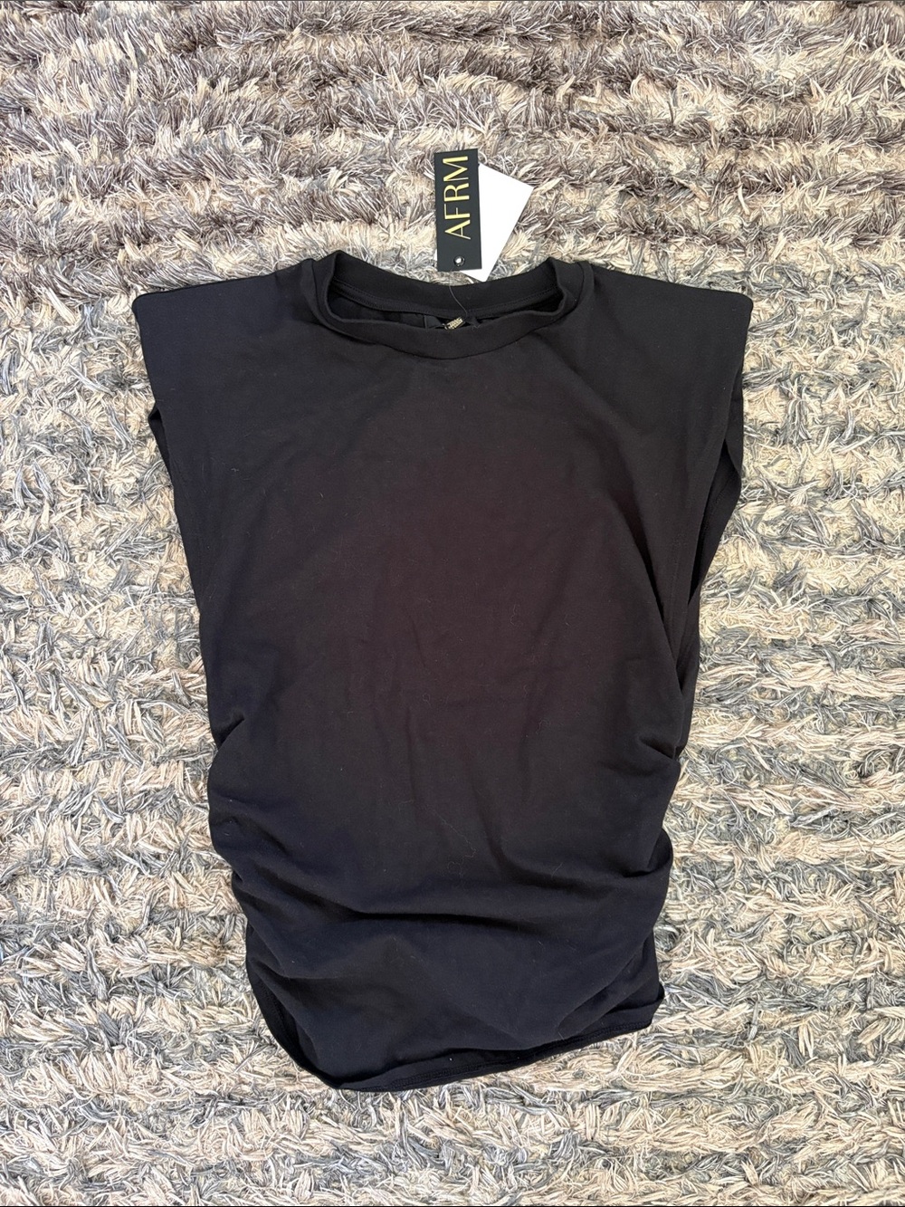 New! AFRM Black Cotton Padded-Shoulder Tank Top XS - Picture 1 of 7